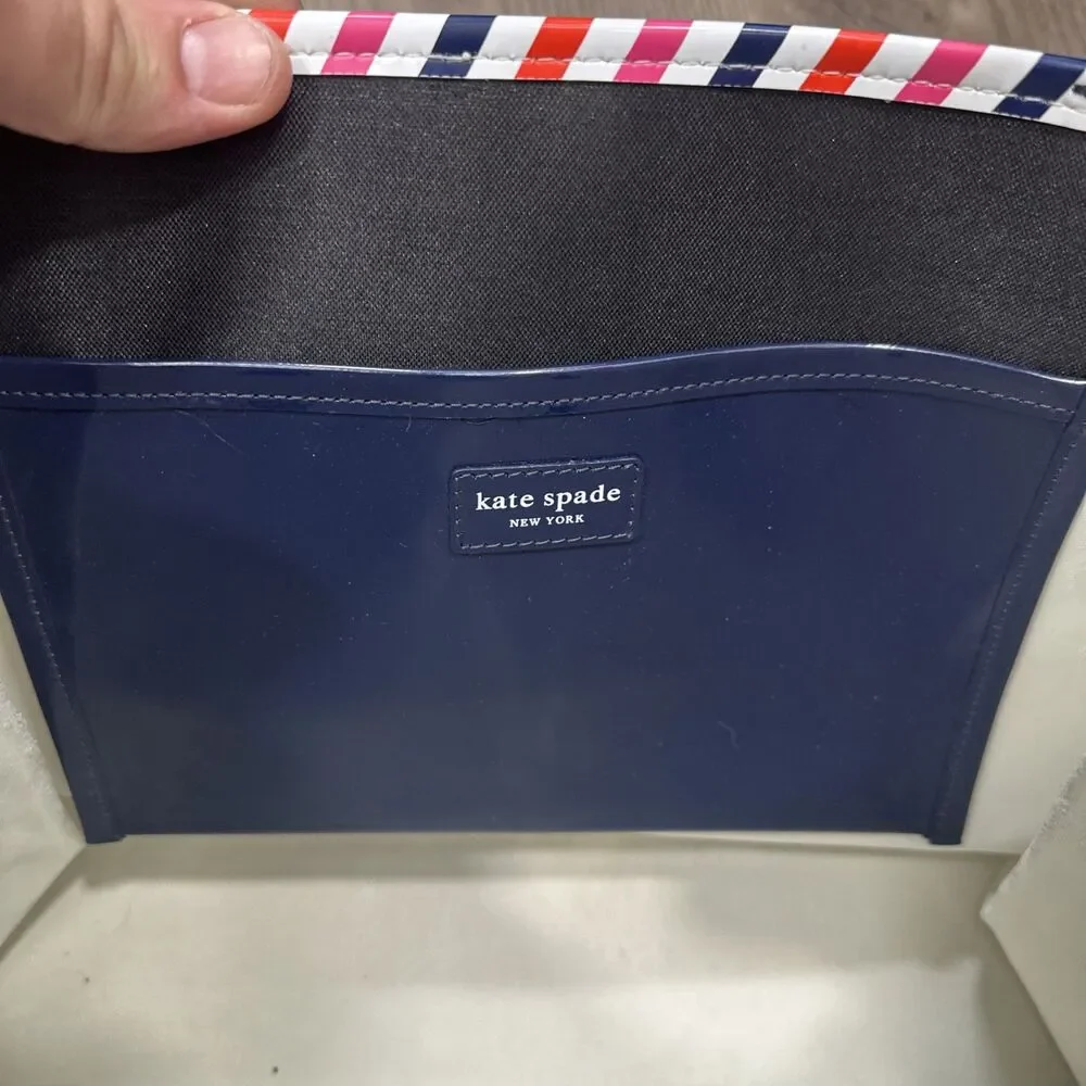 Kate Spade Par Avion Air Mail Tote Red White Blue Double Handle Shoulder Bag - Picture 10 of 10
